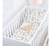 Baby Safe Duvet Cover for Newborn Cot, 120 x 90 cm, Cot Duvet Cover, 100% Organic Cotton, Oeko-Tex Certified, Baby Bedding Set for Single Bed, Small Bear