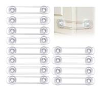 Baby Safety Cupboard Locks, 12 Packs Child Cabinets Safety Lock Baby Proofing for Toilet, Draw，Refrigerator, Ovens Transparent