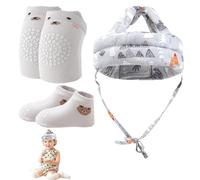 Baby Safety Helmet Set,Baby Head Protector with Anti-Slip Knee Pads and Grip Socks for Infant,Baby Safety Helmet,Soft B aby S afety H elmet for Toddlers Learning to Crawl & Walk