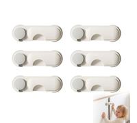 Baby Safety Locks 6 Pack Refrigerator Cabinet Cupboard Wardrobe Latches Rice Grey Childproof Proofing Adhesive Fasteners Length 9.5cm Width 3.2cm Double Door Home Appliance Closets Drawers