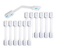 Baby Safety Locks | Child Proof Cabinets, Drawers, Appliances, Toilet Seat, Fridge and Oven | Tools Not Required | Uses 3M Adhesive with Adjustable Strap and Latch System (14-Pack, White)