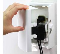 Baby Safety Outlet Cover Box [Patent Pending] Double Lock for Much Better Toddler Proofing Easier Operation Simple 3 Step Install with Included Screws. Provides Extra Space Inside for PlugsAdapters