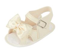 Baby Sandals - Girl Sandals, Soft Sole Pram Shoes For Summer, Baby Girl Pre Walker Shoes, Made in the UK, Cream, 3 UK Child