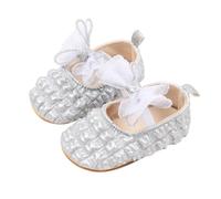 Baby Sandals Spring Baby Shoes Single Shoes Bow Lightweight Soft Rubber Sole Non-Slip Toddler Shoes High Girls, silver, 2.5 UK Child