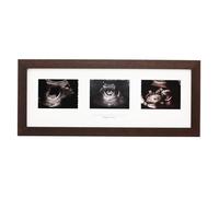 Baby Scan Photo Frame. Optional Personalisation. Multi Aperture Frame to display Three Ultra sound photographs. Landscape. Pregnancy announcment | Baby Shower | Keepsake (Walnut Frame)