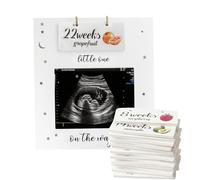 Baby Scan Photo Frame with Countdown Tracker Wooden Pregnancy Gift for Mum to Be Expecting Parents Keepsake Memory (Style2, white, 16.5x15.2CM)