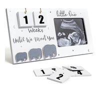 Baby Scan Photo Frames, 9.5'' X 5'' Baby Ultrasound Photo Frame with Countdown Weeks, Wooden Frame Pregnancy Gift for Expecting Mums
