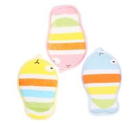 Baby Scrubbers 3pcs Cartoon Towelling Bath Washcloths | Rich Bubble Action, Bathing Massage Feel, Portable Shower Tool for Infant Care Random Color
