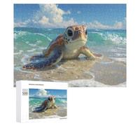 Baby Sea Turtle on Beach, 500 PCS Jigsaw Puzzle for Adults, Gift for Winter Evenings; for Shared Table Time