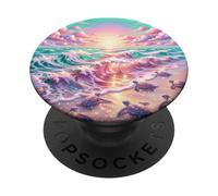 Baby Sea Turtle Purple Pink Ocean Sunset Aesthetic PopSockets Adhesive PopGrip