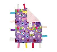 Baby Sensory, Security & Teething Closed Ribbon Tag Lovey Blanket with Minky Dot Fabric: 14"X18" (Garden)