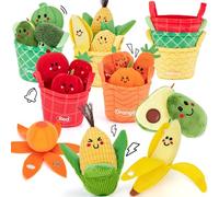 Baby Sensory Toys - 16 PCS My First Fruit Vegetable Color Sorting Play Food with Crinkle, Rattle, Baby Toys 6-12 Months Montessori Toys for 1 Year Old Boy Girl Gifts Toddler Stocking Stuffers
