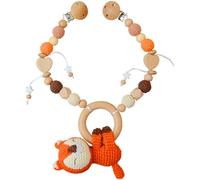 Baby Sensory Toys, Car Seat Toys Chewable Cute Fox Baby Hanging with Bell Attract Attention & Easy to Grab for Crib Stroller Car Travel