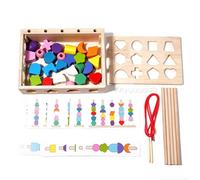 Baby Shape Sorter Toy,Wood Fine Motor Skills Learning Game | Shape Matching Game Lacing Beads Sequencing Toy STEM Fine Motor Skills for Toddler Boys Girls