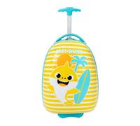 Baby Shark Childrens/kids Striped 2 Wheeled Suitcase Blue/yellow (One Size)