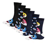 Baby Shark Men's Cotton Socks (Pack of 6) in Black | Size: 6-11 Baby Shark Black 6-11