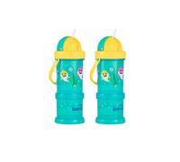 Baby Shark Sipper ‘n’ Snacker, 36m+ 2 Pack Set Water Bottle, Green 300ml Flip Straw with Carry Handle, Snack Storage, BPA Free Reusable Non-Spill Bottles