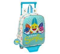 BABY SHARK SURFING - School Backpack 232 with Trolley 805, Easy Cleaning, Ideal for Children of Different Ages, Comfortable and Versatile, Quality and Resistance, 22 x 10 x 28 cm, Blue and White, blue