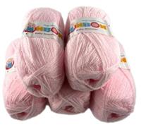 Baby Shimmer Double Knitting Yarn 5x100g Ball Packs Nako Bon Bon Knitting Crochet (Pink x 5 Balls)