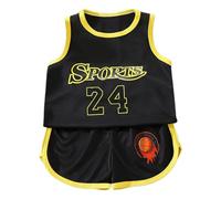Baby Shirt Black Children's Basketball Set for Boys and Girls, Summer Sports Mesh Vest and Shorts Outfit for Children Aged 1 to 11 Years, Christening Suit Boy 74, gold, 12-18 Months