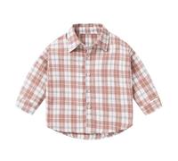 Baby Shirt Men's Spring and Plaid Children's Stylish Top Long Sleeved Cotton Outfit Winter Jacket Fleece (3-4 Years) Pink