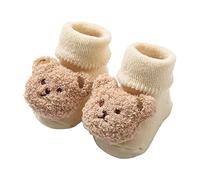 Baby Shoes 12 18 Months Girls Boys Crawling Shoes Toddler Children's Shoes Warm Winter Floor Shoes Cartoon Bear Shape Cute Sock Shoes with Soft Sole Sandals Children, beige, Medium