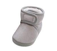 Baby Shoes Fleece Warm Booties Shoes Fashion Solid Color Non Slip Breathable Toddler Boots Baby Slippers (Grey, 18-24 Months)