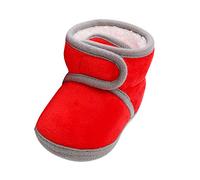 Baby Shoes Fleece Warm Booties Shoes Fashion Solid Color Non Slip Breathable Toddler Boots Baby Slippers (Red, 18-24 Months)