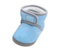 Baby Shoes Fleece Warm Booties Shoes Fashion Solid Color Non Slip Breathable Toddler Boots Baby Slippers (Blue, 12-18 Months)