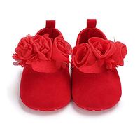 Baby Shoes Girls 0-6 Month Soft Sole Crib Shoes Toddler Mary Jane Shoes First Walkers Princess Shoes Wedding Party (Red, 12_Months)