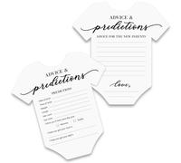 Baby Shower Advice & Prediction Cards - For 50 Guests - White Onesie Double Sided Advice + Predictions Cards - Minimalist Gender Neutral Baby Shower Decorations & Games for Boys & Girls - (Set of 50)