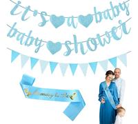 Baby Shower Banner, Mummy to Be Sash and Blue Bunting, Baby Shower Decorations Boy, It's a Boy Banner for Family Boys Newborn Birthday Homecoming Theme Party