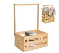 Baby Shower Basket with Hanger Rack, Multipurpose Wooden Baby Shower Crate Baby Shower Crate Closet, Compact Baby Storage Crate Baby Shower Closet for Clothes Socks Shoes Toys