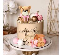 Baby Shower Bear Cake Toppers Pink Bear Theme DIY Cake Decorations