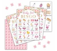 Baby Shower Bingo Games, Blush Pink Floral Babyshowers Bingo Game, Gender Reveal Games, Baby Shower Decorations Favors, 24 Players Cards (C04)