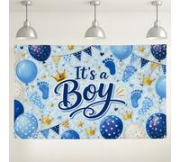 Baby Shower Blue Air-Float Balls Backdrop, Cute Royal Pattern Decorations for Gender Reveal Party, Indoor/Outdoor Photography Background for Celebrations 71x43 Inch