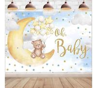 Baby Shower Blue Backdrop Oh Baby Born Baby is on The Way Photography Background Moon Cloud Star Party Print Wall Decorations Backdrop Party Background Decoration