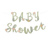 Baby Shower Bunting Banner, Baby Bunting Garland Hanging Decoration with Floral Cut-Outs Baby Shower Bunting Saga Green Banner for Birthday Party Backdrop Decoration