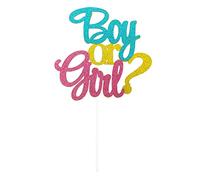 Baby Shower Cake Topper, Glitter Boy or Girl Cake Topper, Blue and Pink Cake Decoration Pick for Baby Shower Gender Reveal Party Decorations Supplies Y6-CSXBCP (Colour)