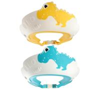 Baby Shower Cap, 2Pcs Adjustable Kids Shower Cap Shield, Cute Dinosaur Shape Baby Shield, Soft Anti-slip Shampoo Buddy for Kids Eye & Ear Protection.