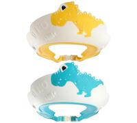 Baby Shower Cap, 2Pcs Adjustable Kids Shower Cap Shield, Cute Dinosaur Shape Baby Shield, Soft Anti-slip Shampoo Buddy for Kids Eye & Ear Protection for Daily Use