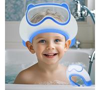 Baby Shower Cap Shield, Shower Cap for Kids, Visor Hat for Eye and Ear Protection for 0-9 Years Old Children, Cute Diving Goggle Shape Makes The Baby Bath More Fun (Blue)