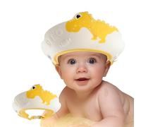 Baby Shower Cap Shield, Shower Cap for Kids, Visor Hat for Eye and Ear Protection for 0-9 Years Old Children, Cute Dinosaur Shape Makes the Baby Bath More Fun (Yellow)