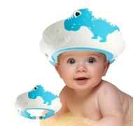 Baby Shower Cap Shield, Shower Cap for Kids, Visor Hat for Eye and Ear Protection for 0-9 Years Old Children, Cute Dinosaur Shape Makes the Baby Bath More Fun (Blue)