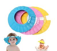 Baby Shower Cap, Shienus Adjustable Waterproof Bath Cap Visor Hat Shower Bathing Protection Soft Cap for Children Baby Kids Set of 3(Pink, Blue, Yellow)