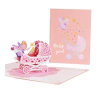 Baby Shower Card - 3D Pink Baby Shower Pop Up Card, New Baby Cards, Bestie's Little One, Best Wishes for Pregnancy Leave Presents, Soon to be Mum, Congratulations to Her
