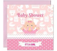 Baby Shower Card - It's a Girl Newborn Baby Congratulations - 145 x 145mm