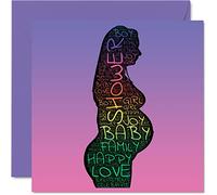 Baby Shower Card - Rainbow Word Cloud - Well Done Congrats New Baby Cards, Congratulations Cards Newborn, Welcome To The World Home Gifts, 145mm Greeting Cards for Parents