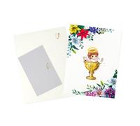Baby Shower Cards - Holy Christening Cards with Angel and Flowers - Foldable Gift for Birth, Communion, Godfathers, Girls, Boys and New Parents