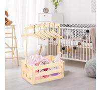 Baby Shower Crate Closet with 5 Hangers Wooden Baby Basket with Handle Baby Storage Crate Hamper Decorative Baby Clothes Crate Box Baby Clothes Rack for Baby Shower New Parent Gifts (Style C)